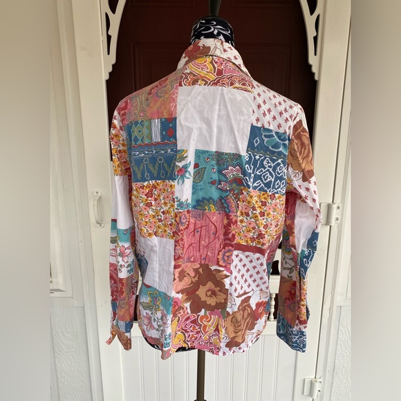 Kim Rogers Women’s Button Up Patchwork Paisley Design Top Size Medium - Picture 13 of 16